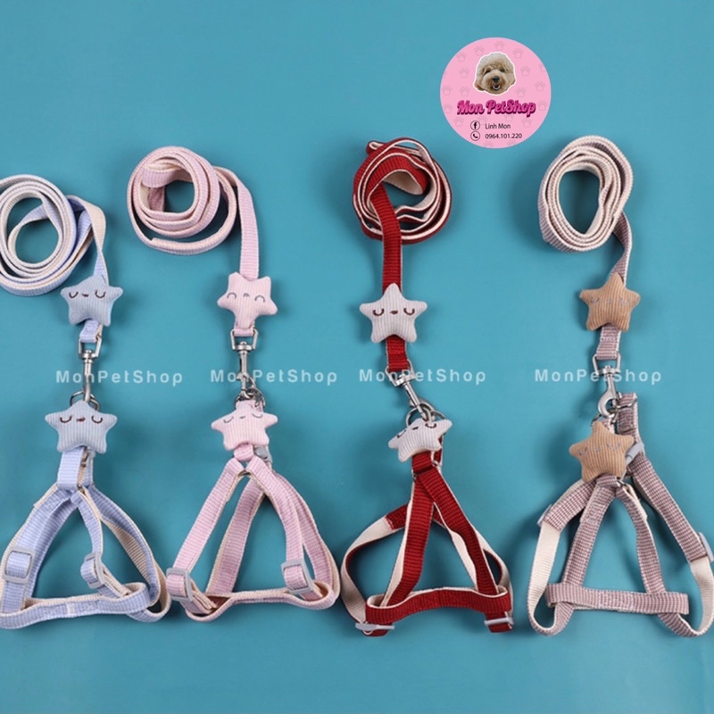 [Có sẵn] Xích dắt kèm yếm ngực hình gấu, ngôi sao cute