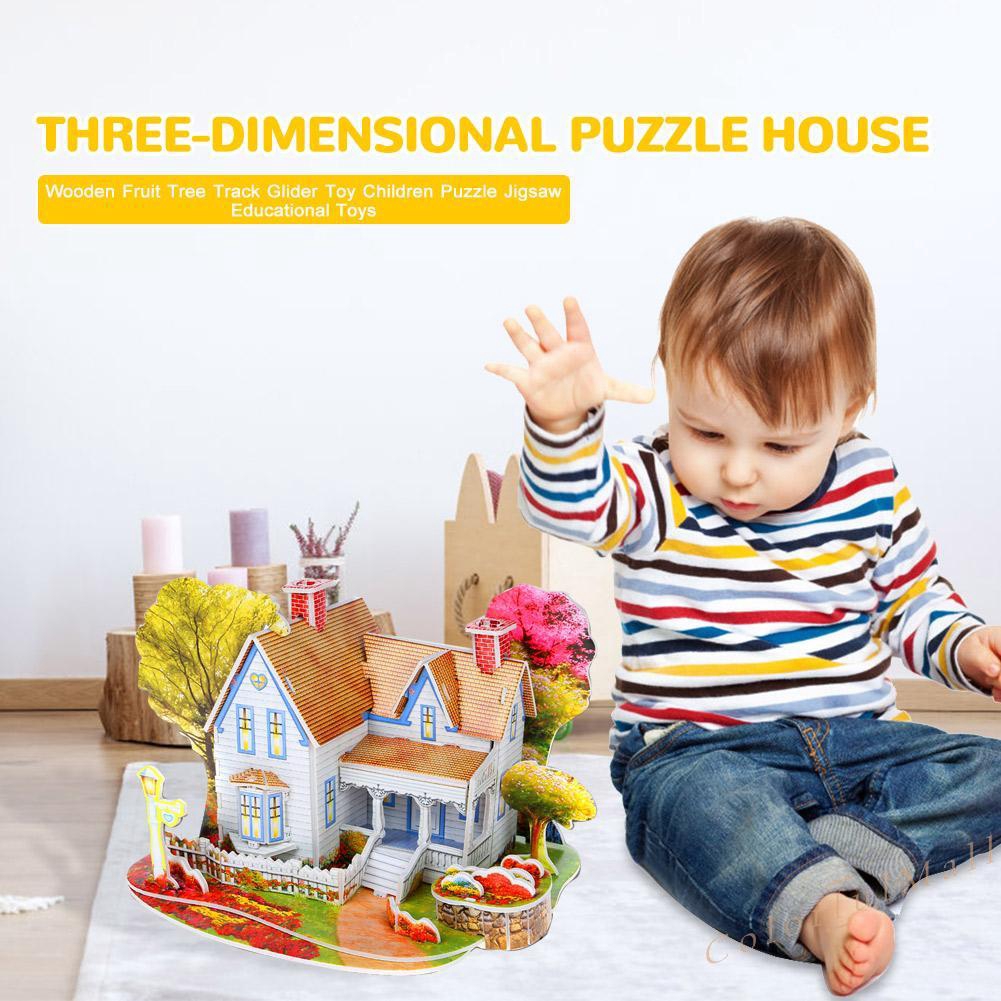 3D DIY House Puzzle Children Kids Educational Jigsaw Toy Handmade Toys Gift