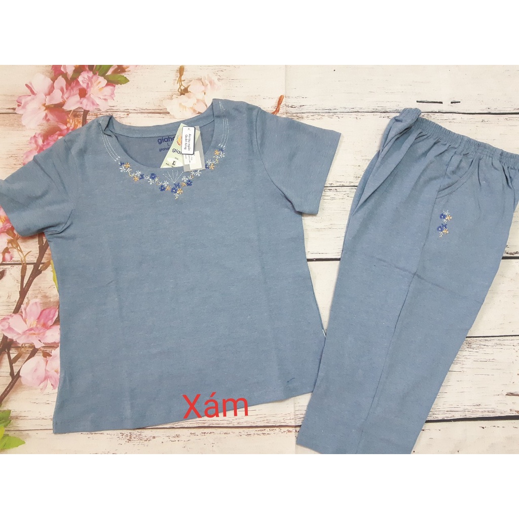 Bộ đò, bộ mặc nhà Trung Niên nữ Gia Hồi Mẫu Tròn Tim chất cotton thoáng mát