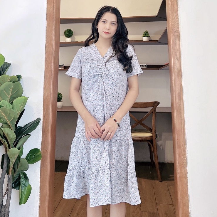 Váy bầu hoa nhí rúm ngực thời trang thiết kế MSP265 Mom and Baby