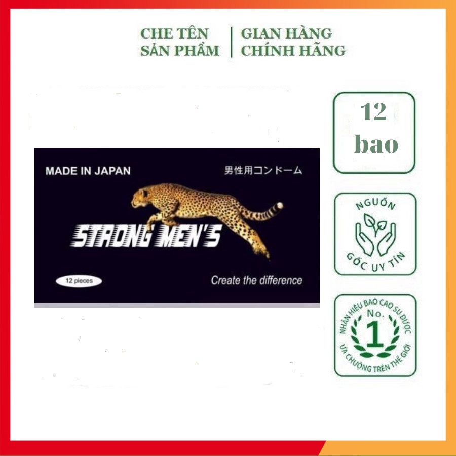 Bao cao su gân gai Strong Men, bao cao su kéo dài thời gian, hộp 12 bcs