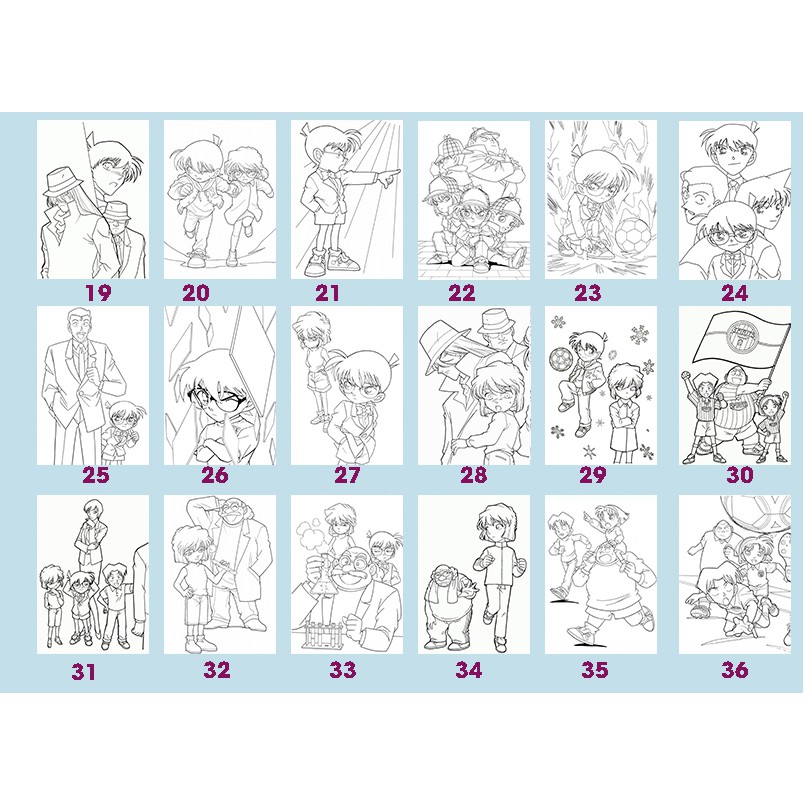 Line art Tranh tô màu Anime khổ A4  - Cho những bạn yêu thích truyện Conan