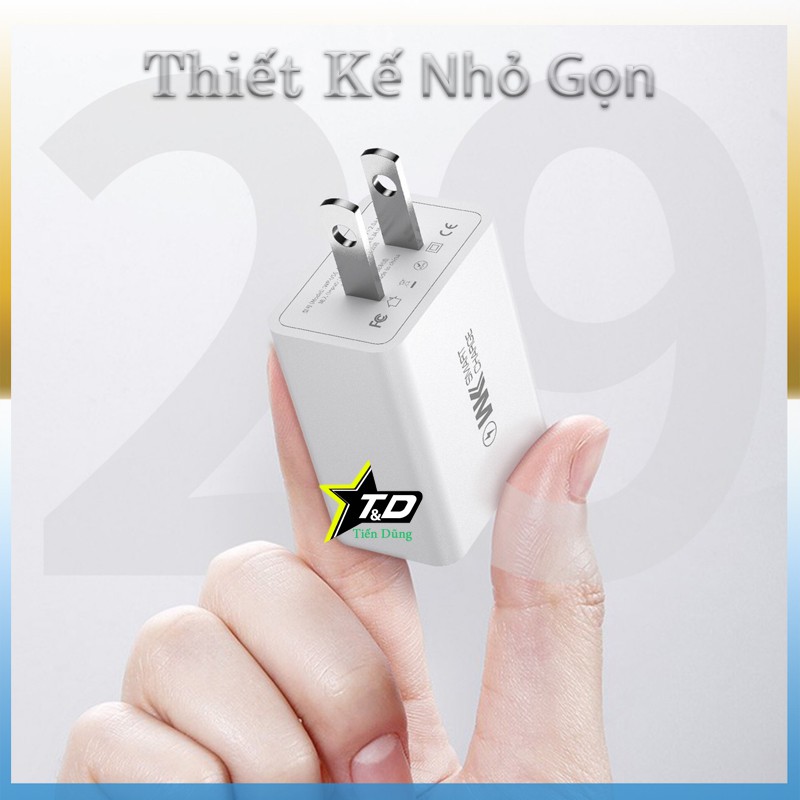 Củ sạc nhanh 2 cổng USB WK DESIGN WP-U56 hay cốc sạc U56