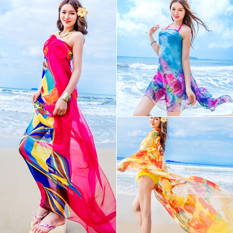 Khăn Choàng Đi Biển Vải Chiffon Cỡ Lớn Thời Trang Cho Nữ