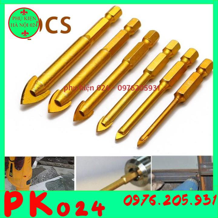 Bộ 6 Mũi Khoan Tam Giác Mạ Titan Khoan Tường - Thủy Tinh - Bê Tông Đa Chức Năng từ 3-10mm