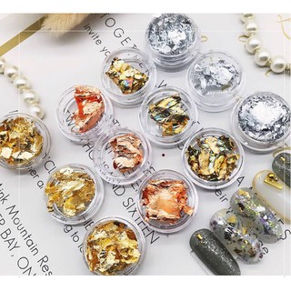 Set 12 Giấy Nhún Bạc Trang Trí Nail 4 Màu