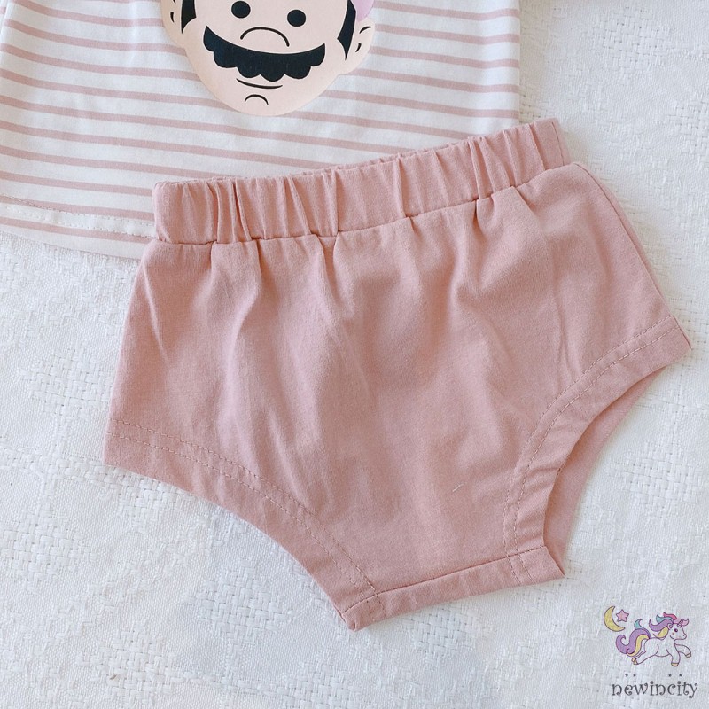 Bộ đồ 3 món áo ngắn tay in hình hoạt họa + quần + mũ thời trang hè cho bé