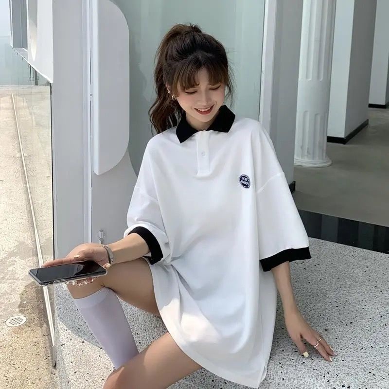 Áo polo Tay Ngắn Dáng Rộng Thiết Kế Mới Thời Trang Dành Cho Nữ