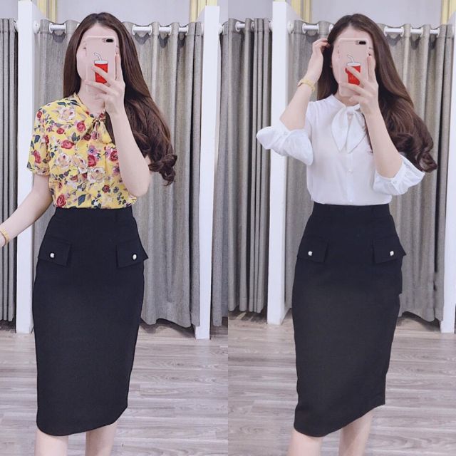 CHÂN VÁY CÔNG SỞ PHỐI 2 TÚI LOẠI ĐẸP