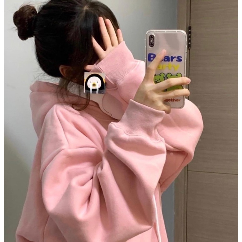 Áo hoodies chất nỉ ngoại màu hồng thêu sau | BigBuy360 - bigbuy360.vn