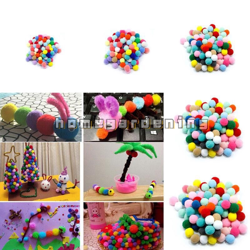 Set 100 Quả Cầu Lông Xù Nhiều Màu Sắc 10 / 15 / 20mm Làm Đồ Thủ Công Đa Ứng Dụng