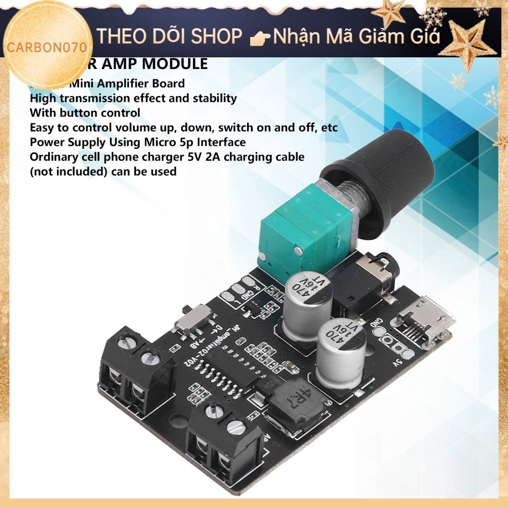 Hàng Sẵn Bảng mạch khuếch đại mini Đầu ra âm thanh nổi 2 Chế độ làm việc Mô-đun công suất cho loa rạp hát cửa hàng【Carbon070】
