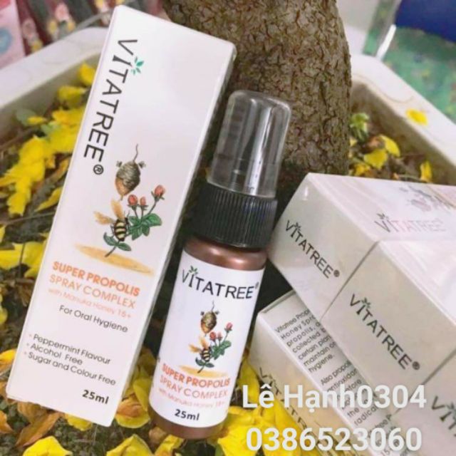 Chai xịt giàm đau họng keo ong Vitatree 25ml úc