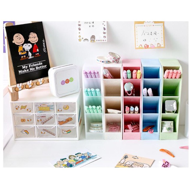 Hộp đựng bút bằng nhựa nhiều màu decor bàn học siêu đẹp