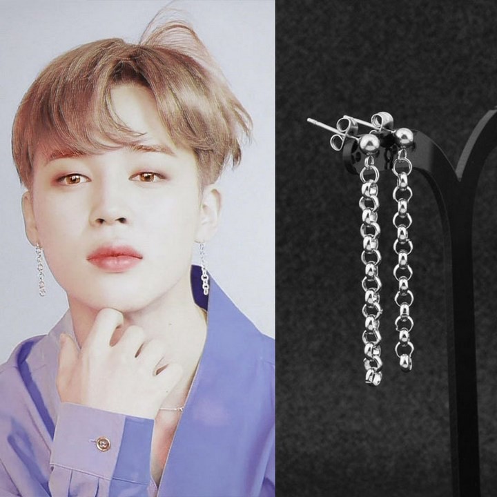 Khuyên tai hạt tròn nối BTS JIMIN thiết kế phong cách Hàn Quốc Unisex cá tính idol kpop