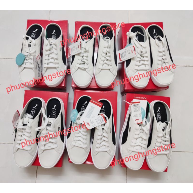 Giày đạp gót Puma Vulc trắng sọc đen 38
