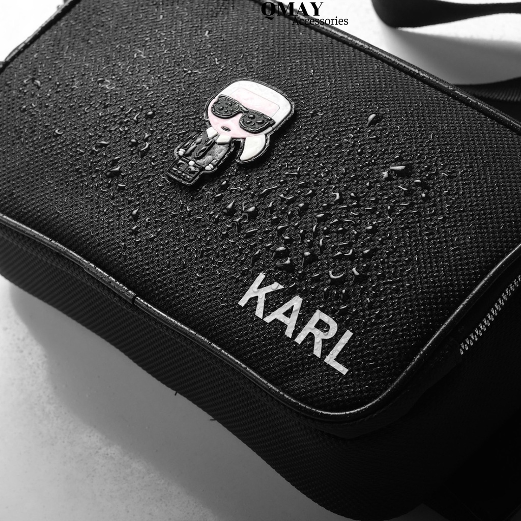 Túi Đeo Chéo Nam Nữ KARL LAGERFELD 2022 Chất Liệu Si Da Chống Thấm Nước 2 Ngăn Nhỏ Gọn Tiện Lợi Size 25cm x 15cm x 6.5cm