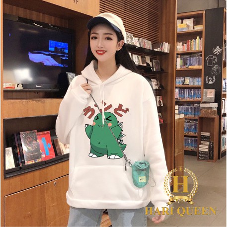 Áo hoodie khủng long vươn vai chữ nhật HARI0720