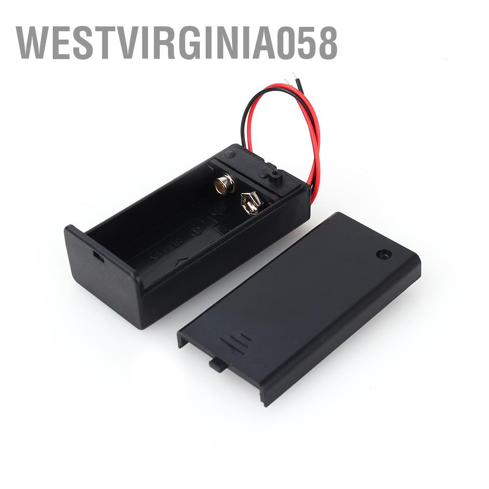 Westvirginia058 9V Volt PP3 Battery Holder Box DC Case w/ Wire Lead ON/OFF Switch Cover Durable