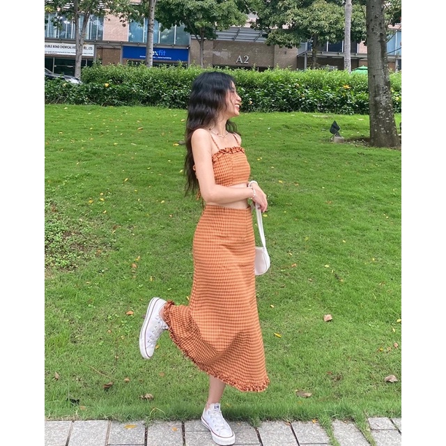 CHOCO | Set hai dây áo croptop chân váy dài Retro - Design by TUDO