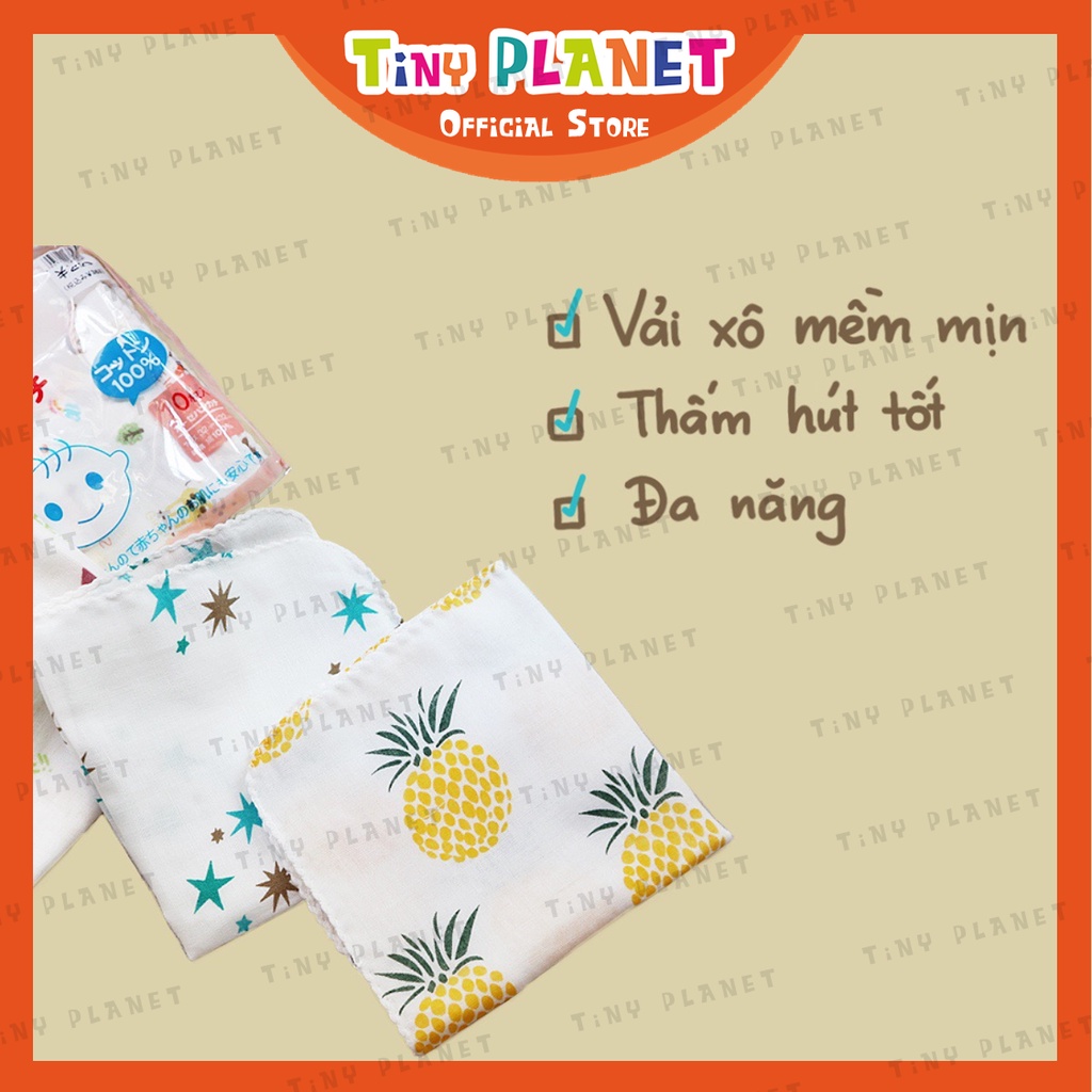 Set 10 khăn xô 2 lớp xuất Nhật kích thước 30x30cm cho bé