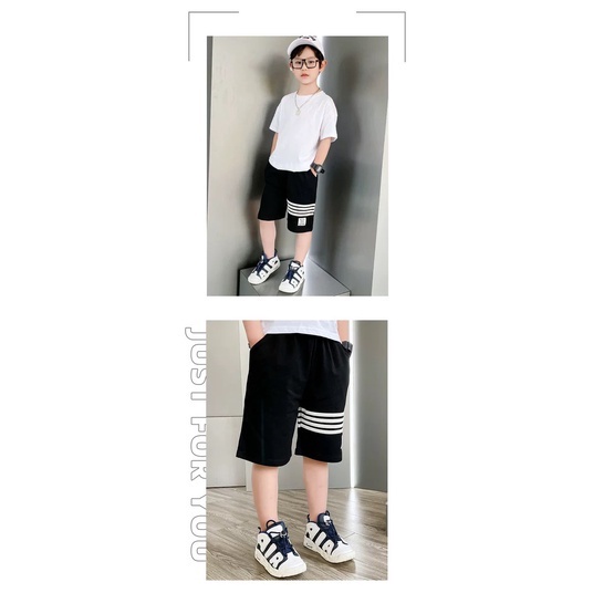 Quần đùi bé trai 18-45kg ba sọc BA18 thiết kế năng động, co giãn tốt, hàng may kĩ.QĐ18