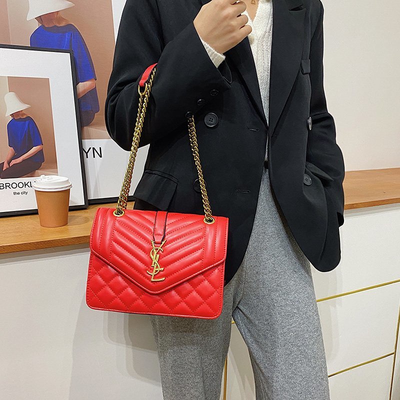 Túi Xách Da Đeo Vai Phối Dây Xích Kiểu Dáng Thời Trang Dành Cho Nữ