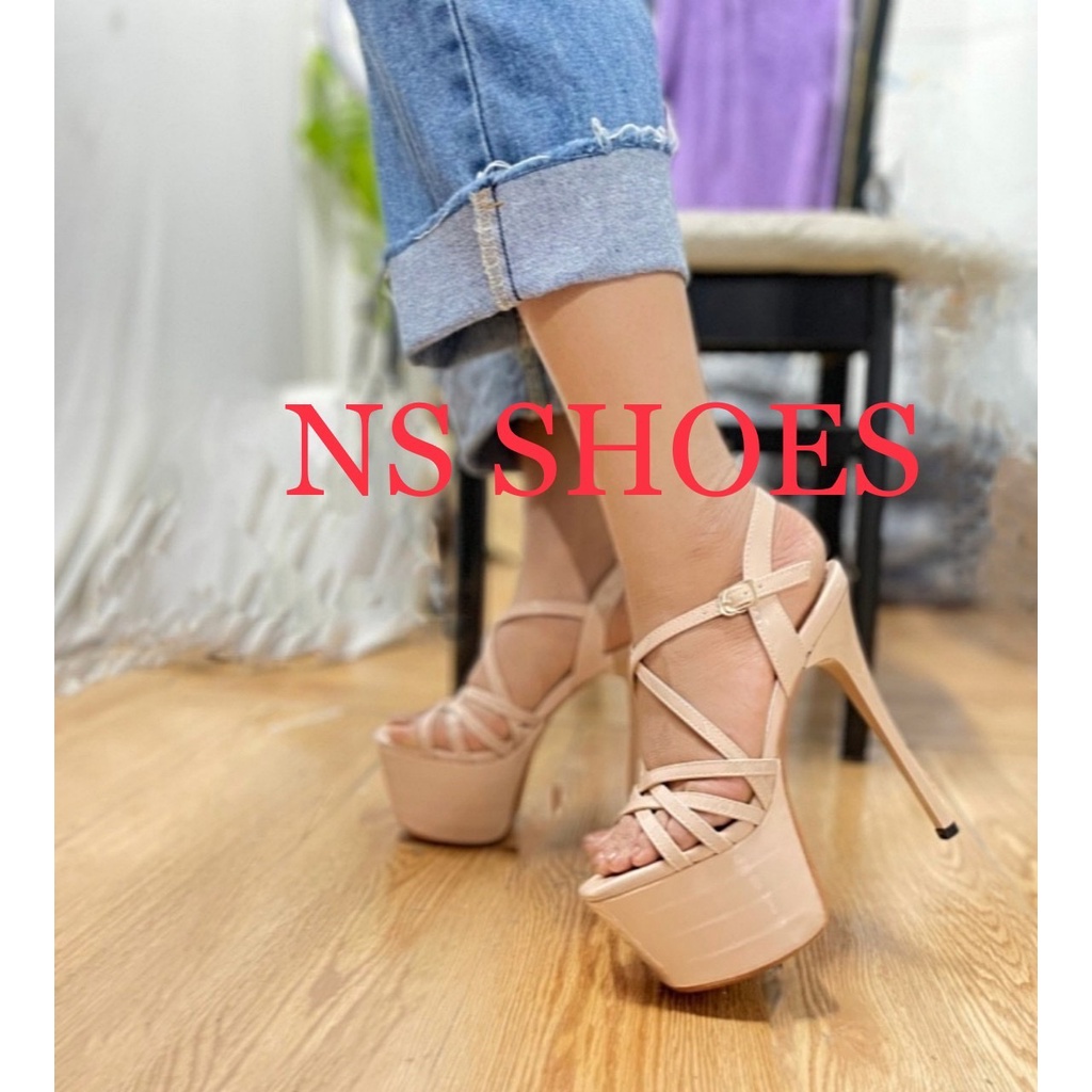 Giày cao gót Hoa Hậu đế đúp quai chéo 6 dây sang trọng, thời trang, cá tính 16cm - NS2201