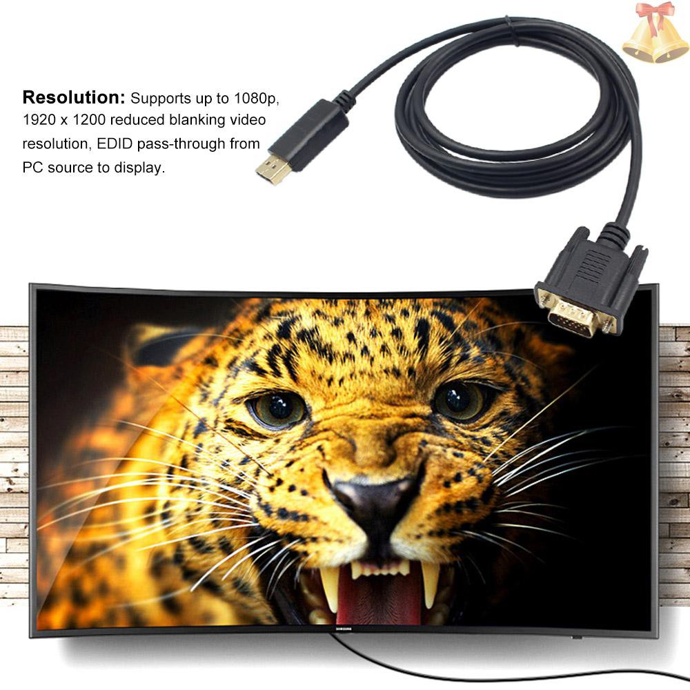 Dây cáp chuyển đổi đầu cắm màn hình DP sang đầu cắm VGA dài 1.8M 1080P cho máy phát DTV TV HDVD