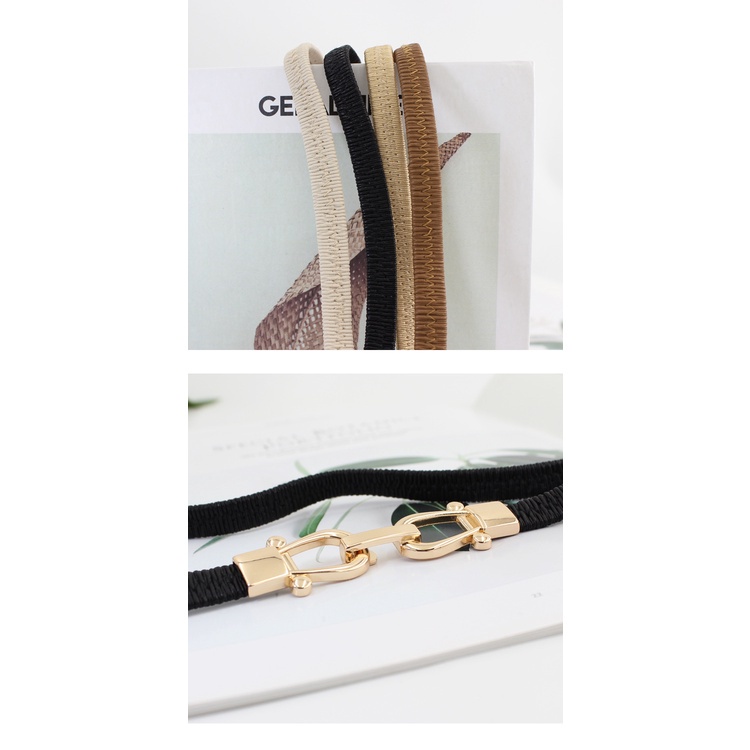 Thắt Lưng Co Giãn Mỏng Móc Vàng Trang Trí Váy Cho Nữ