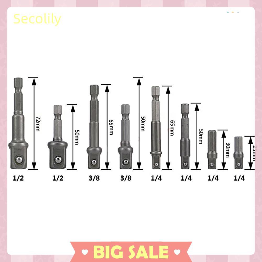 BITS Set 8 Đầu Nối Mũi Khoan Lục Giác 1 / 4 &quot;3 / 8&quot; 1 / 2