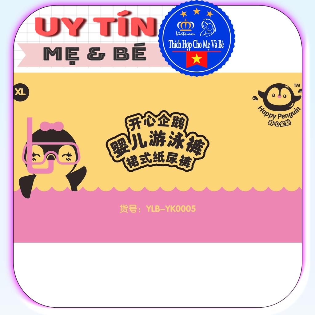 Bỉm quần bơi cho bé trai, bé gái Size L 9-14 kg, XL 12-17kg, XXL trên 15kg thương hiệu Happy Penguin