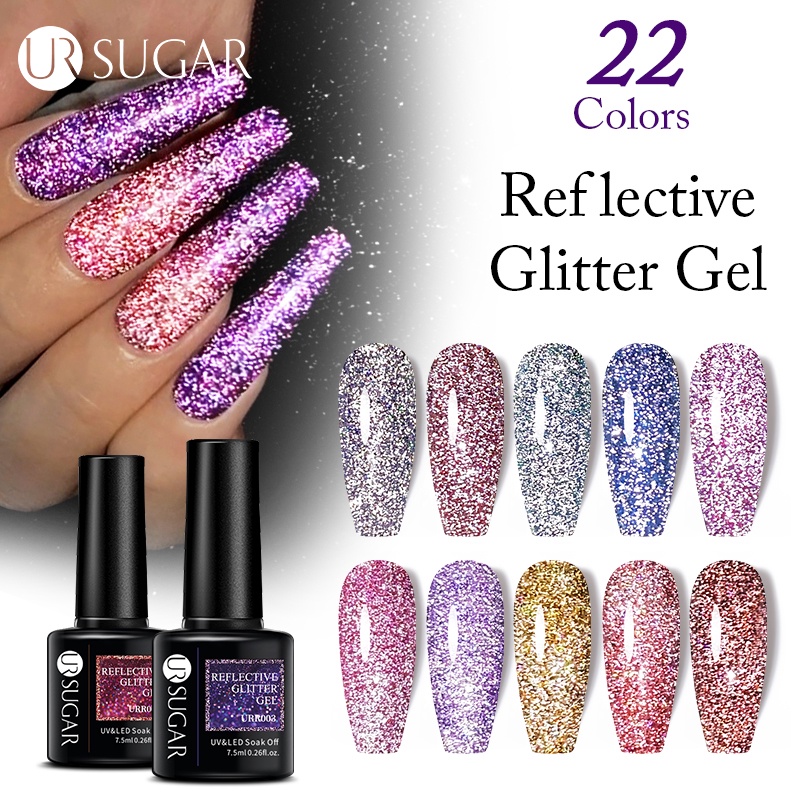 Sơn móng tay UR SUGAR màu phản quang sáng bóng 22 kiểu tùy chọn 7.5ml