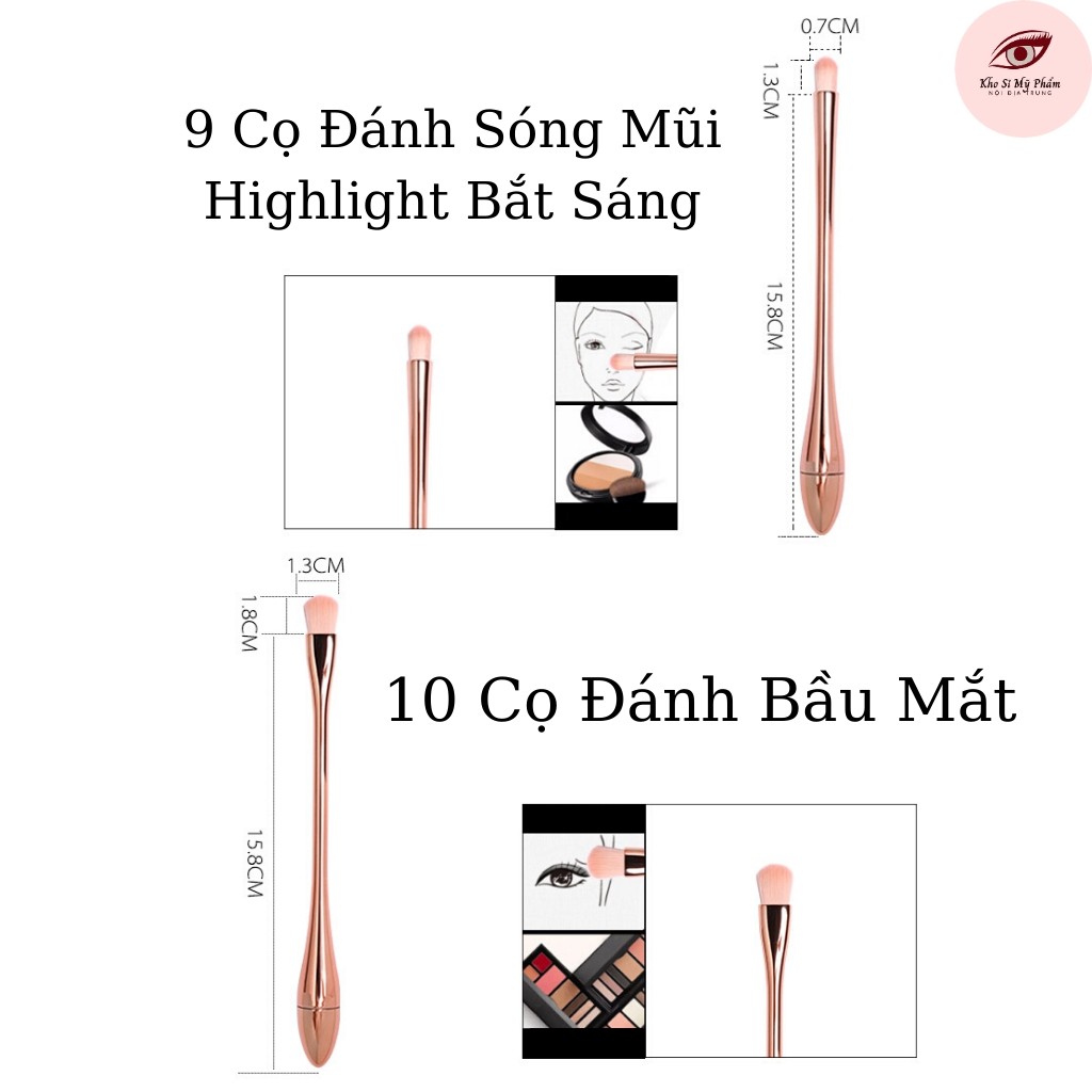 Bộ cọ trang điểm Set 10 cây Rose Gold sang chảnh - cọ trang điểm JINT