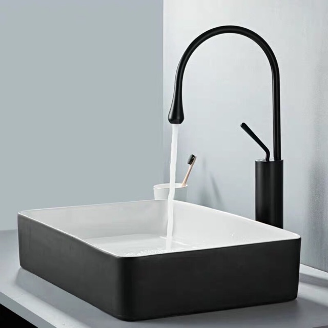 Vòi lavabo, vòi rửa chén nóng lạnh  sơn tĩnh điện nano đen sang trọng đẳng cấp - bảo hành 3 năm