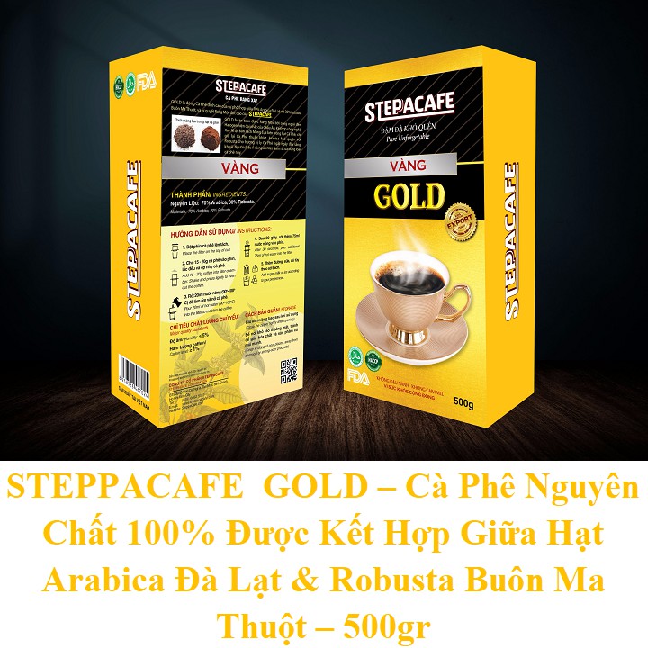 STEPACAFE GOLD - Cà Phê Rang Xay Nguyên Chất 100%  Đỉnh Cao Của Sự Kết Hợp Giữa Hạt Arabica Đà Lạt và Robusta Buôn mê