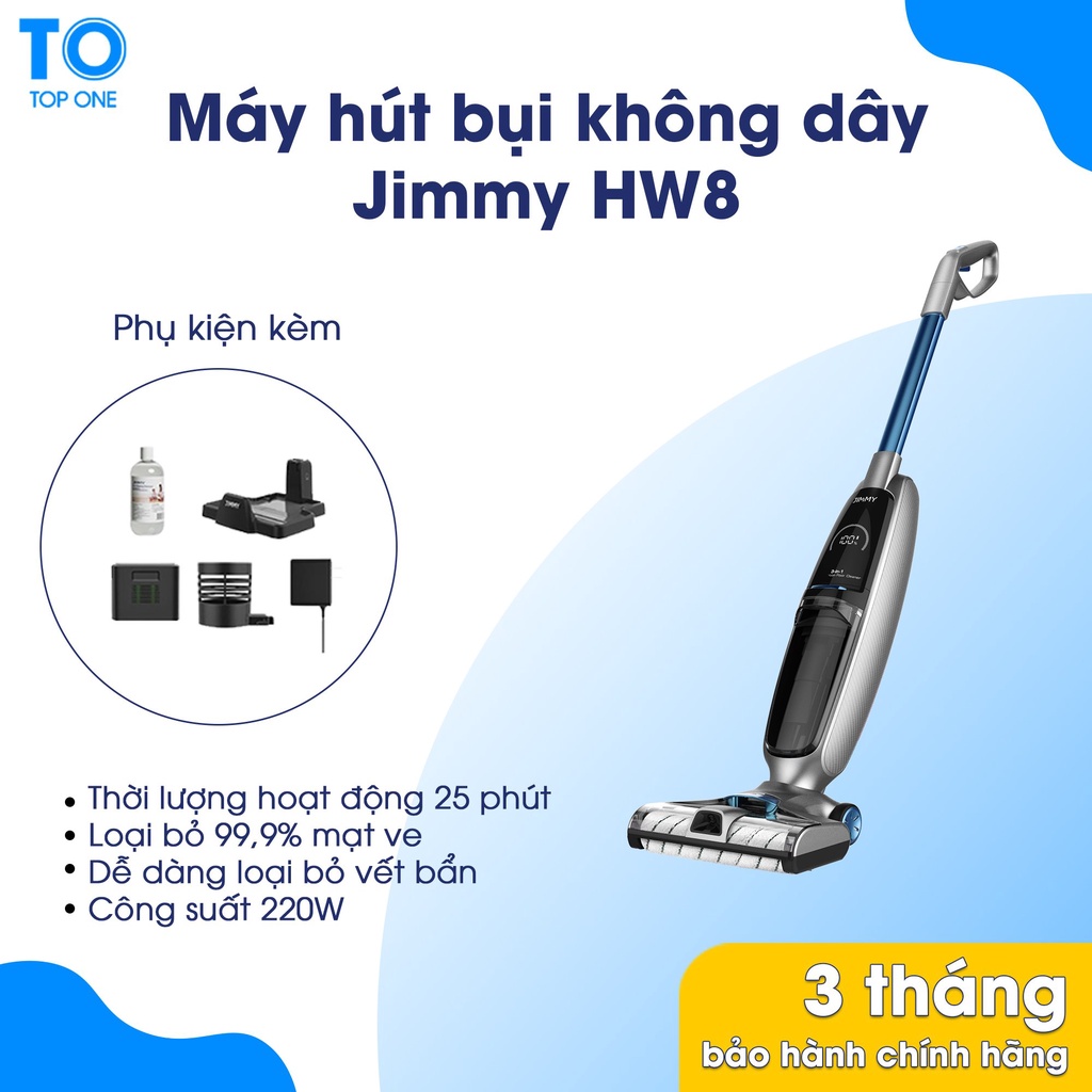 Máy hút bụi &amp; Lau nhà khô và ướt Jimmy HW8 Lực hút 7000Pa Pin tháo rời 2500mAh