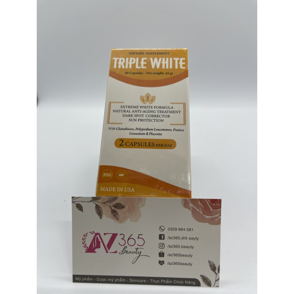 Viên Uống Trắng Da Triple White | Glutathion 1200mg ( Hộp 50 viên ) - Dskincare365 | Thế Giới Skin Care