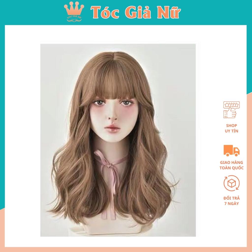Tóc giả nữ nguyên đầu xoăn dợn lửng C0304, tặng kèm lưới trùm