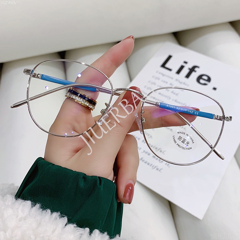 Mắt Kính Chống Bức Xạ Hình Oval Gọng Kim Loại Phong Cách Cổ Điển Thời Trang Cho Nam Và Nữ