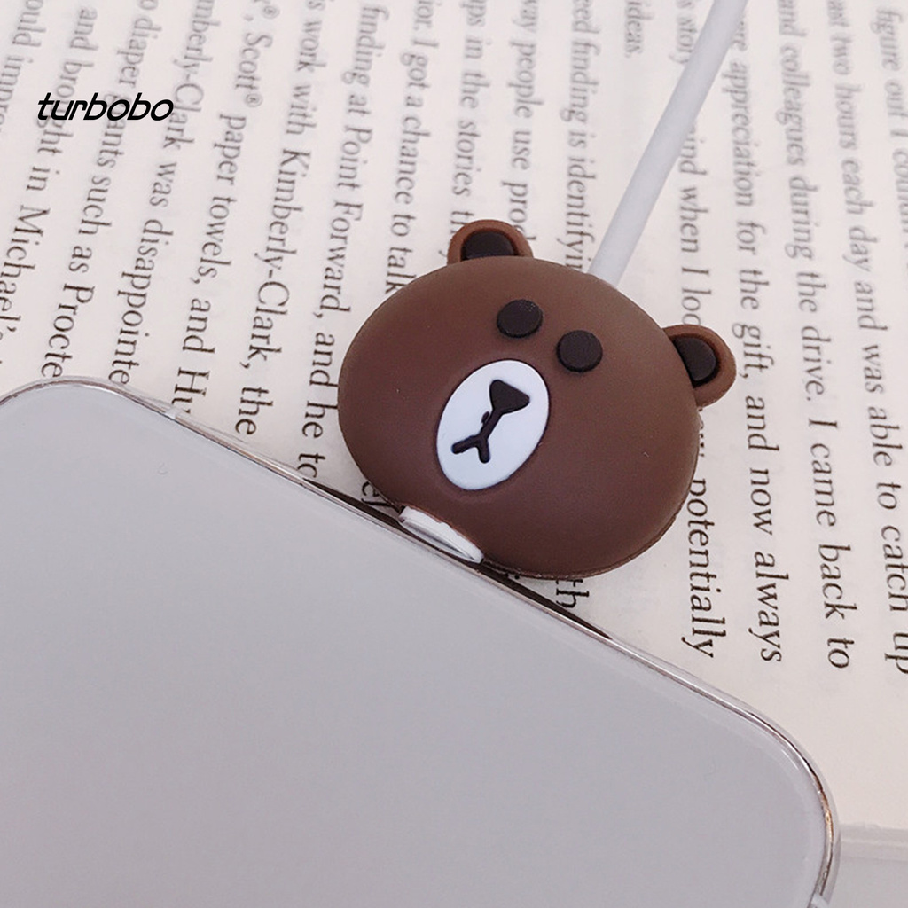 Đầu bảo vệ cáp sạc hình động vật dễ thương chất liệu silicon cho Iphone