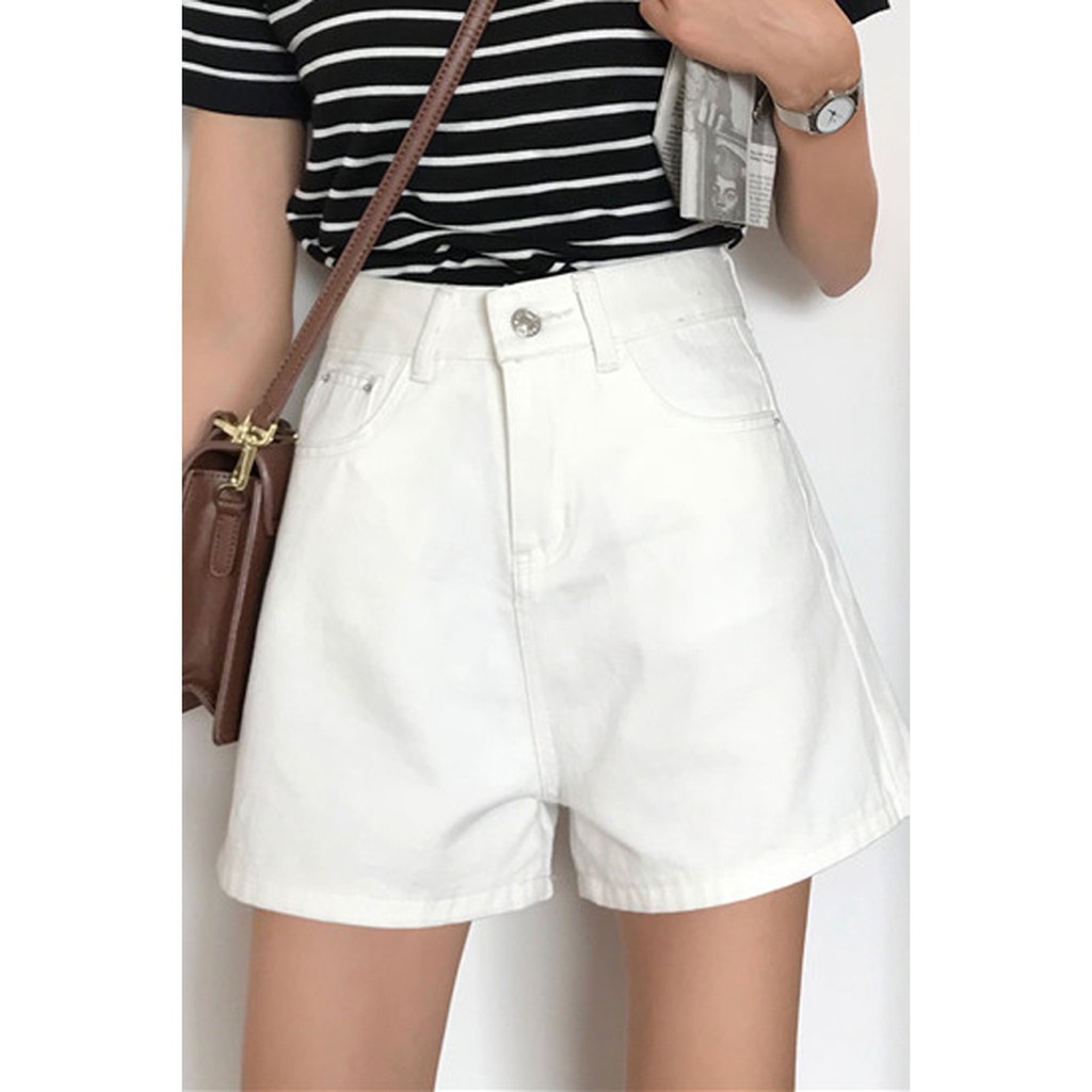 quần short ulzzang quần nữ đẹp cạp lưng cao sooc jean ngắn mềm jeans bò đen trắng