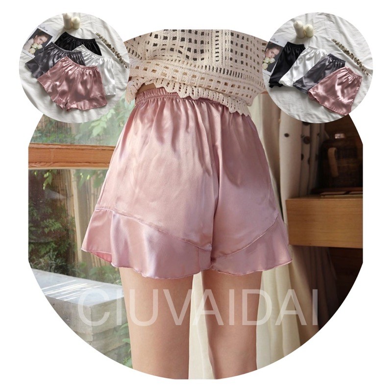 quần short nữ 💖FreeShip💖 quần đùi lụa phối bánh bèo siêu hot trend ( có ảnh thật ) | BigBuy360 - bigbuy360.vn