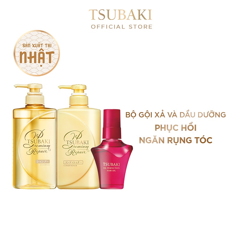 Bộ đôi gội xả và Dầu dưỡng tóc phục hồi ngăn rụng tóc Tsubaki Premium Repair (490ml + 490ml + 50ml)_95295