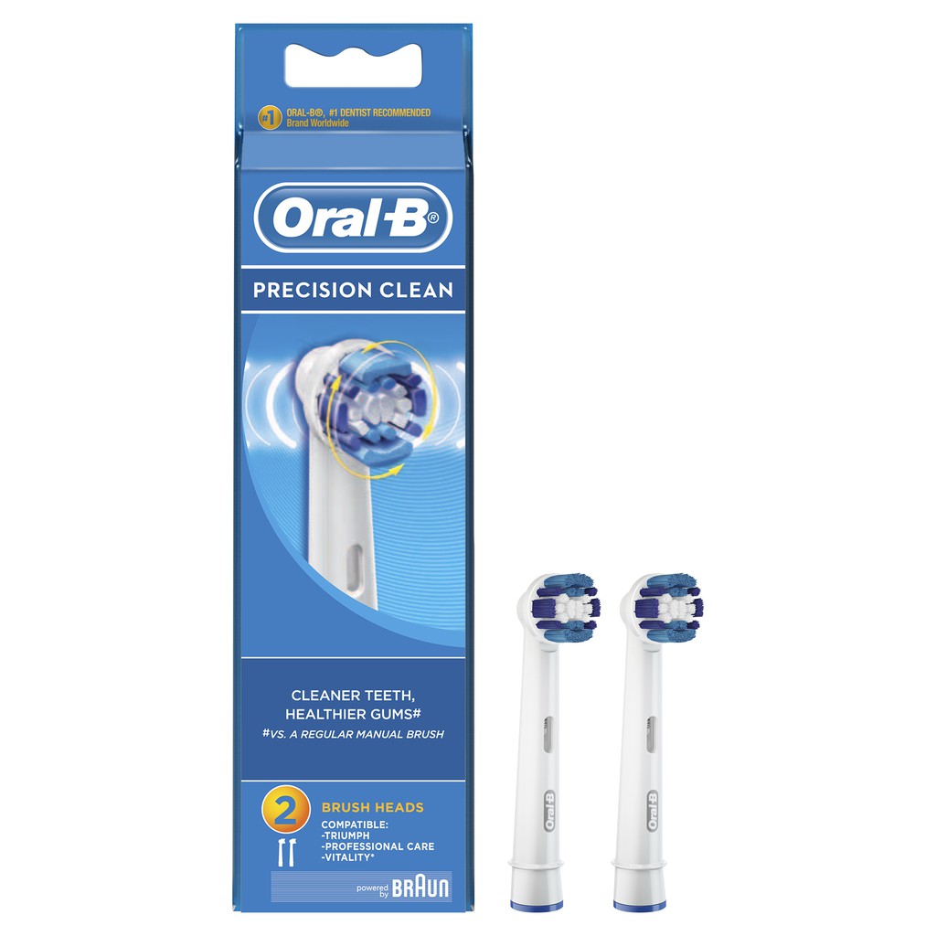 Đầu Bàn Chải Điện ORAL-B Precision Clean (2 cái) loại bỏ thêm đến 100% mảng bám