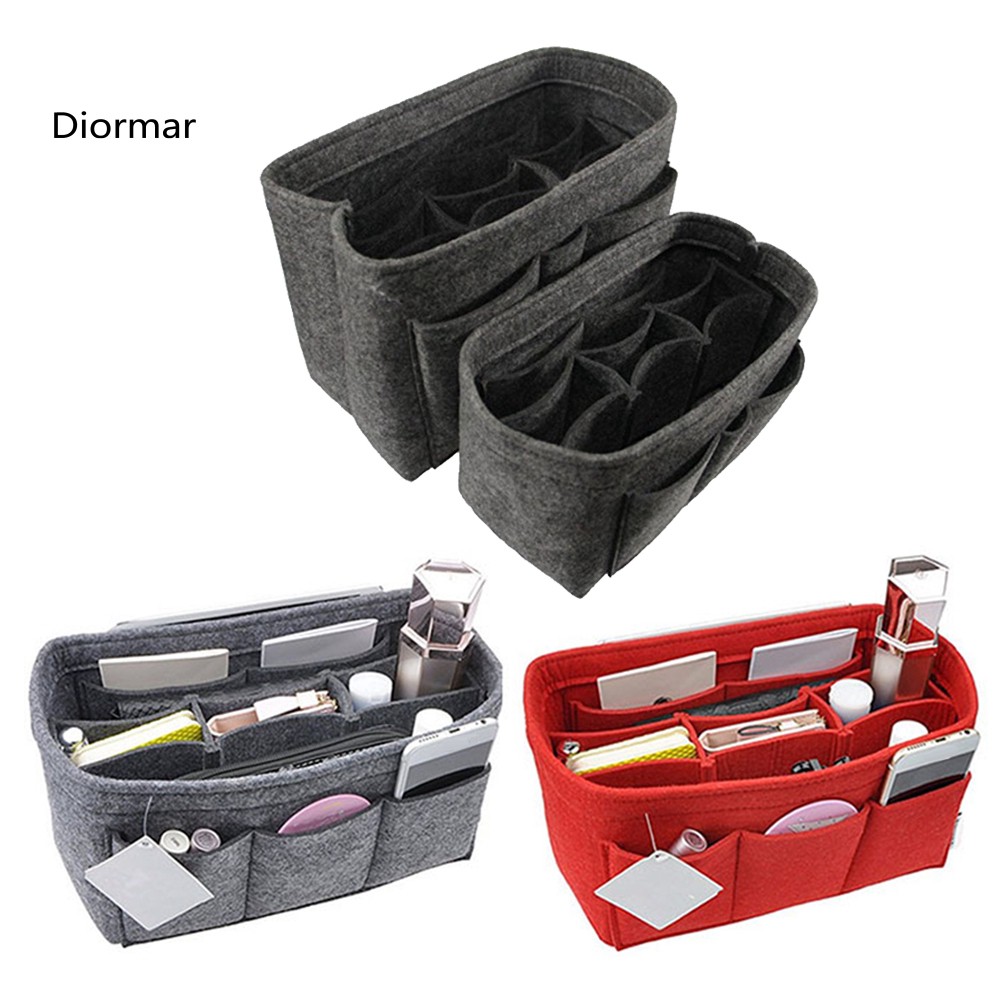 DOM_Multi-Grids Waterproof Large Capacity Makeup Cosmetic Storage Bag Felt Organizer