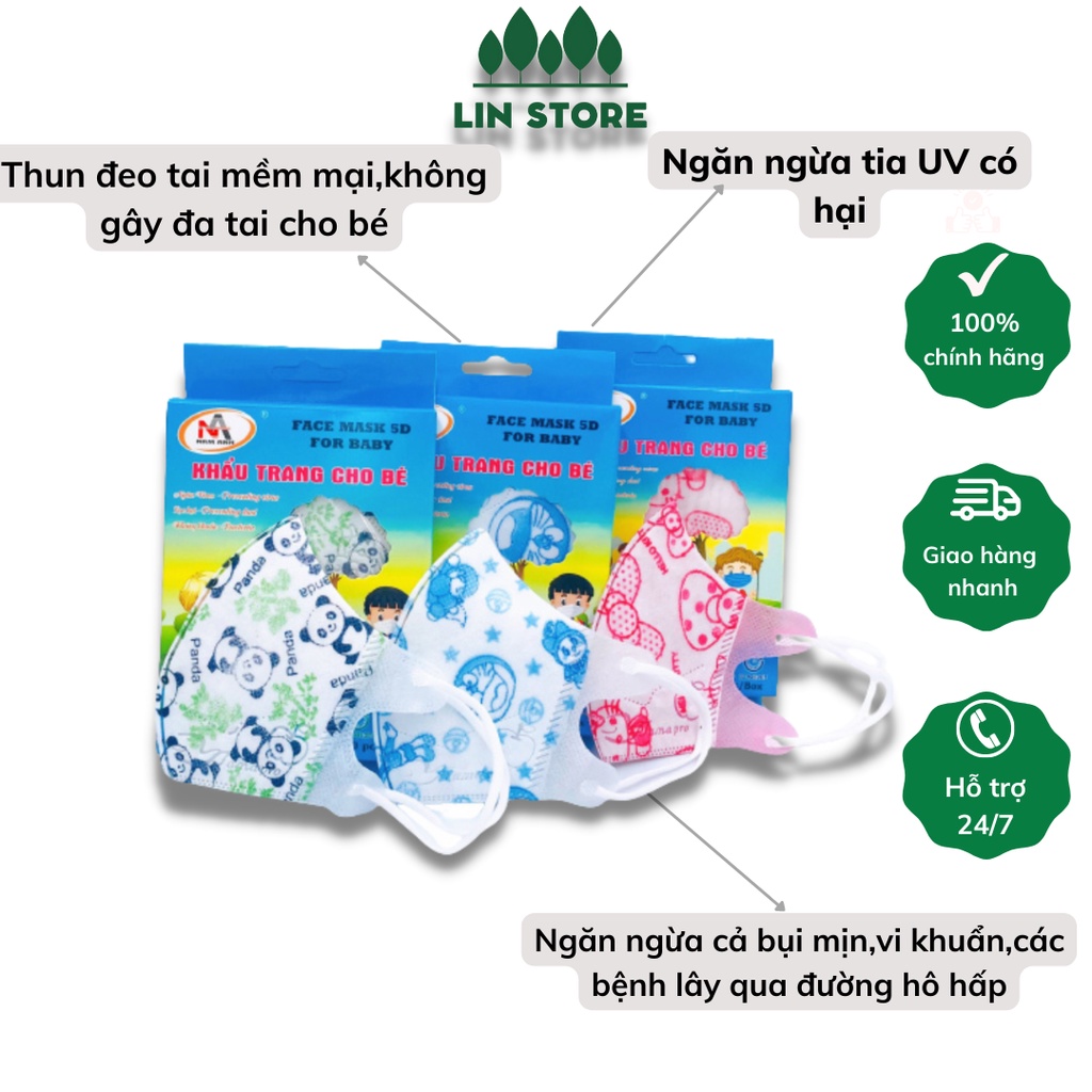 [1 HỘP 10 CHIẾC] Khẩu trang cho bé Nam Anh Famapro 5D 3 lớp kháng khuẩn