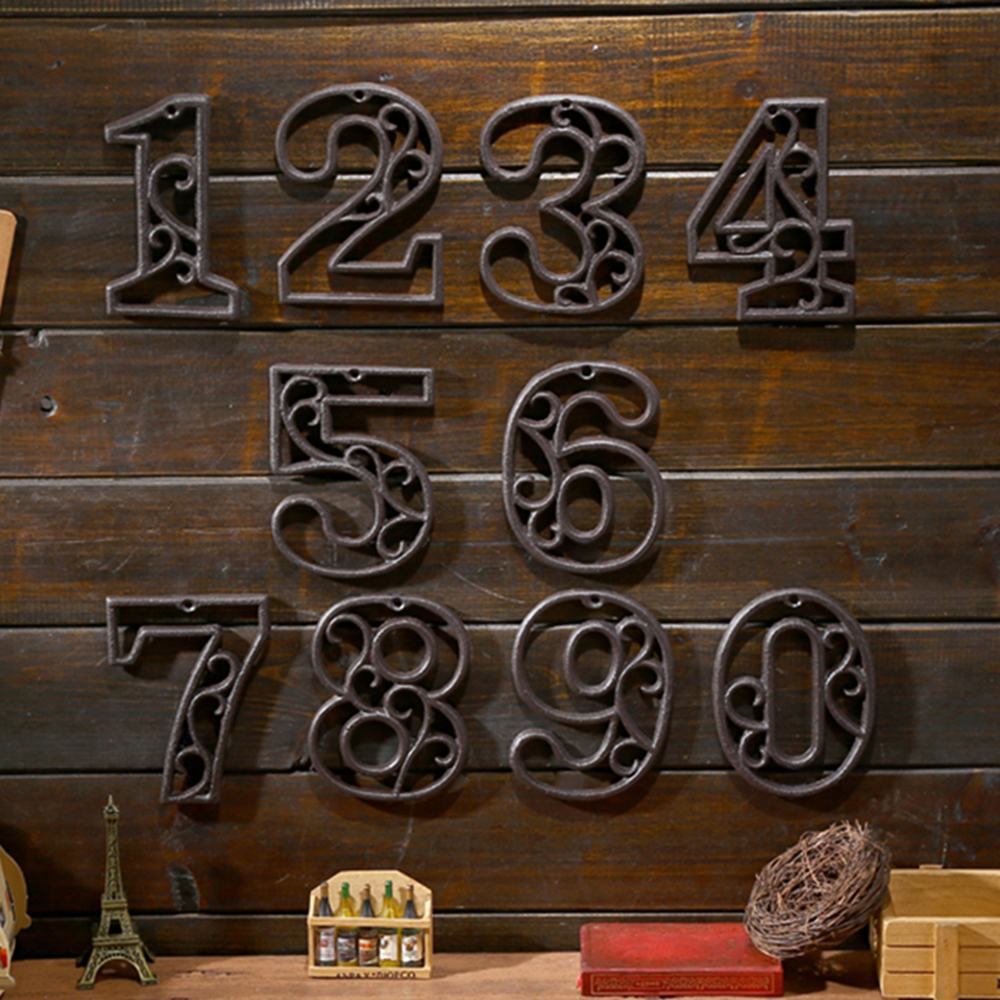 MIOSHOP 4.5"/115mm Shooting Props Wall Decor Bar Cafe Ornament Door Number Iron Cast Numbers House Address Decor 0-9