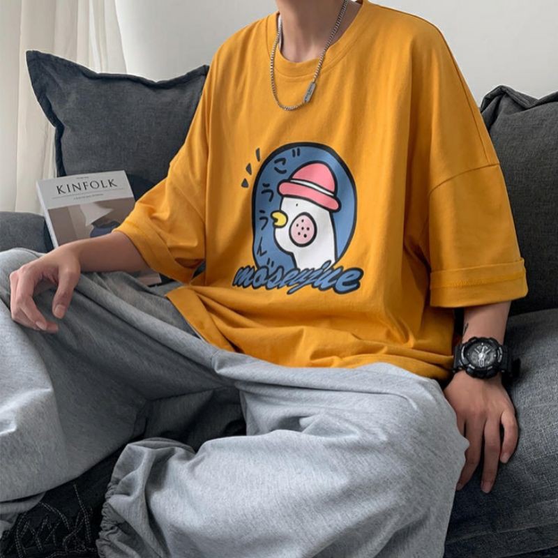 Áo thun tay lỡ unisex moéujue gà