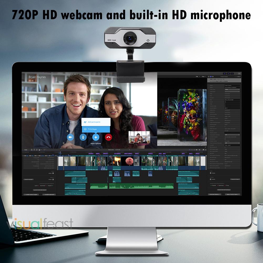 Webcam 720p Hd Usb Có Mic Xoay 360 Độ Cho Máy Tính